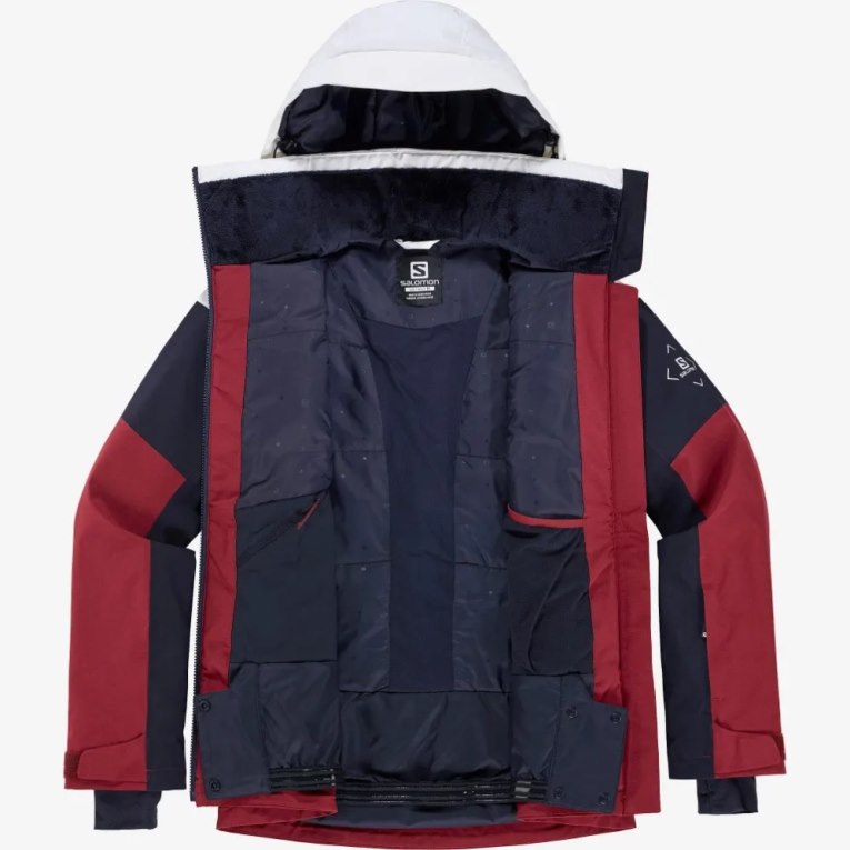 Chaquetas De Esquí Salomon Slalom Insulated Hoodie Mujer Blancos Negros Rojos | MX ILFA980